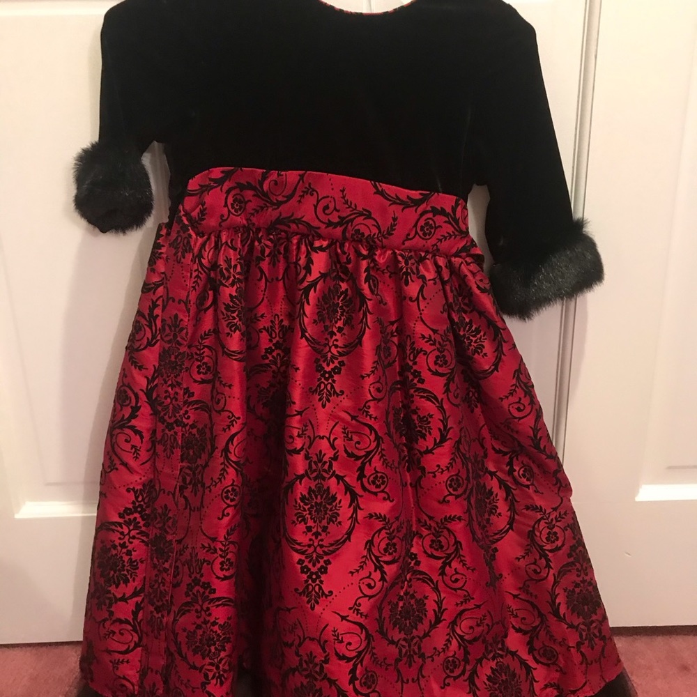Jona Michelle Velvet Tulle Edge Holiday Dress